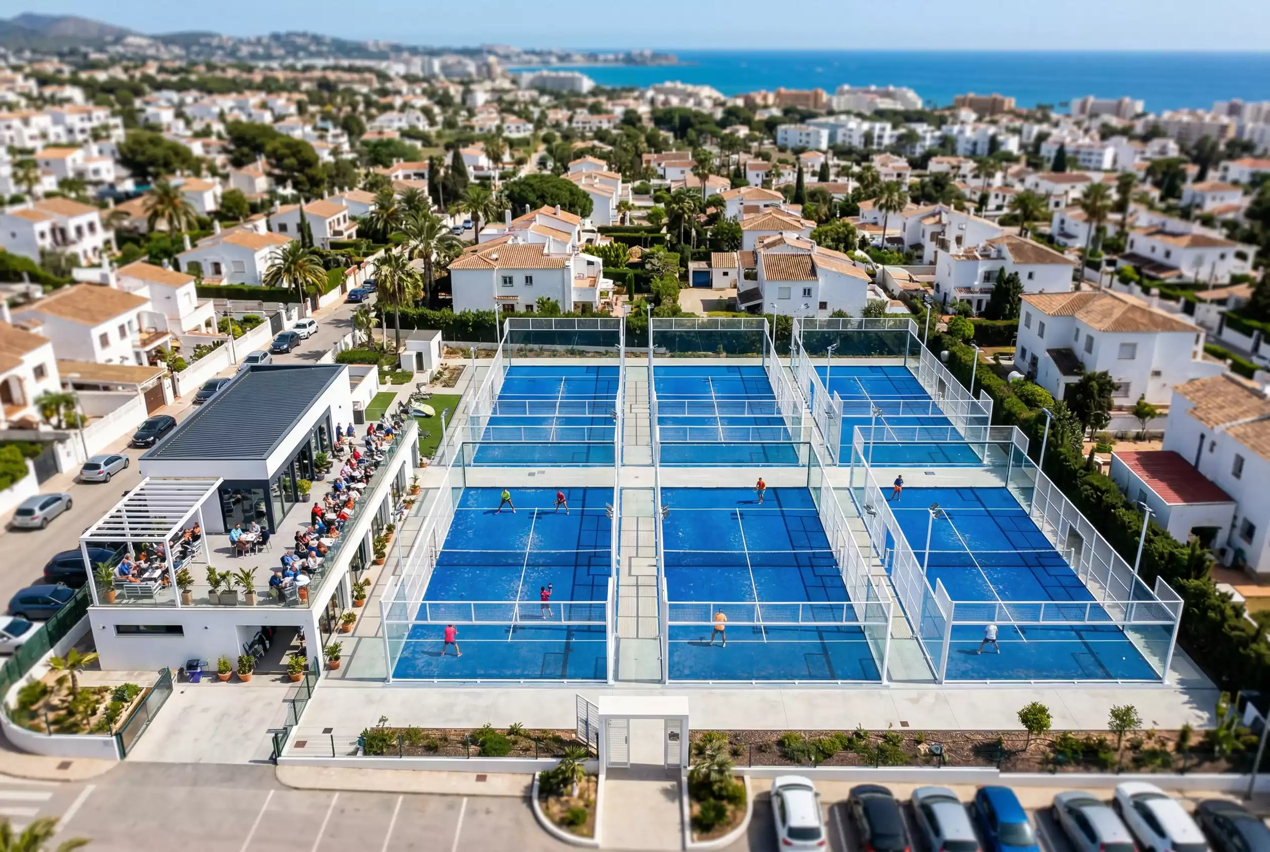 Nuevas pistas de pádel en un club moderno con jugadores entrenando en España